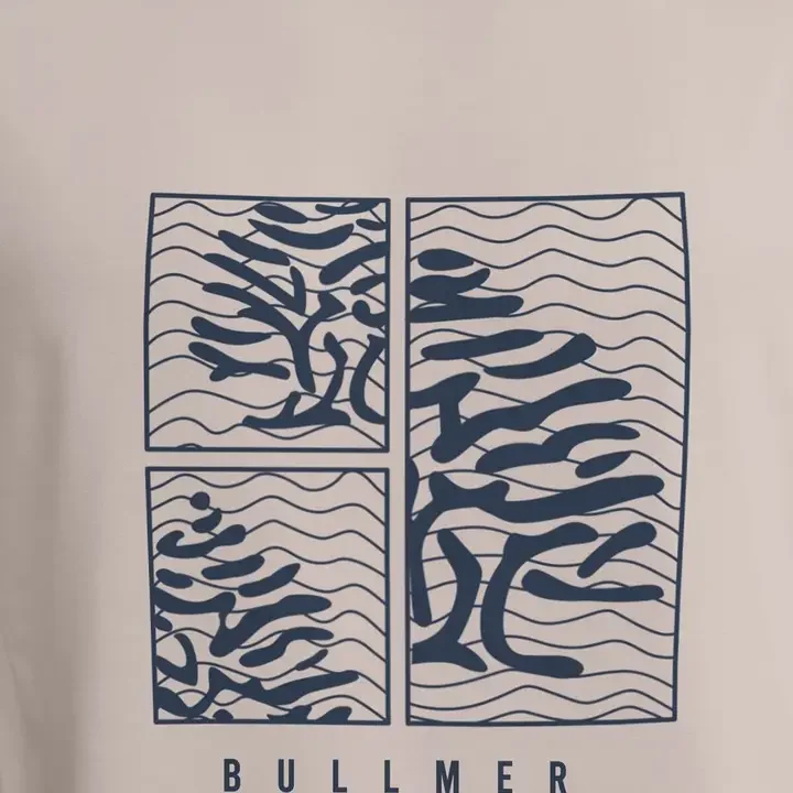 BULLMER Beige & Blue Graphic Printed Cotton T-shirt