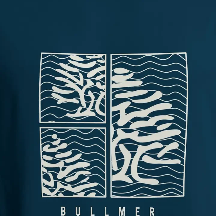 BULLMER Graphic Printed Round Neck Oversized Cotton T-shirt, Blue