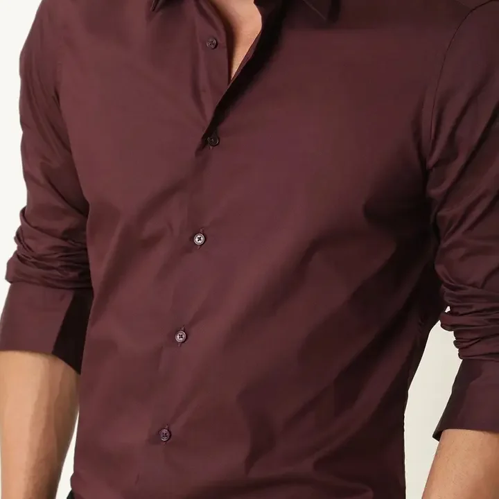 MISCHIEF MONKEY Classic Tailored Fit Cotton Casual Shirt, Maroon