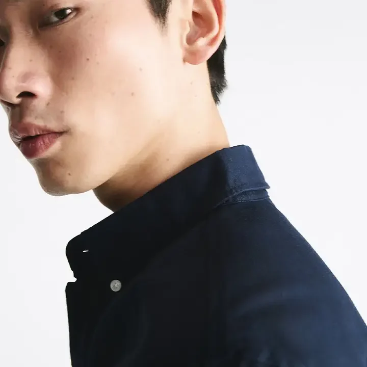 MISCHIEF MONKEY Classic Tailored Fit Button-Down Collar Long Sleeves Cotton Casual Shirt, Navy Blue