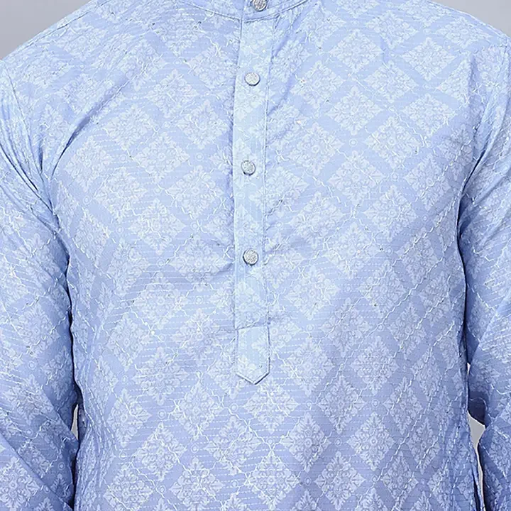 Jompers Ethnic Motifs Printed Mandarin Collar Straight Kurta, Blue