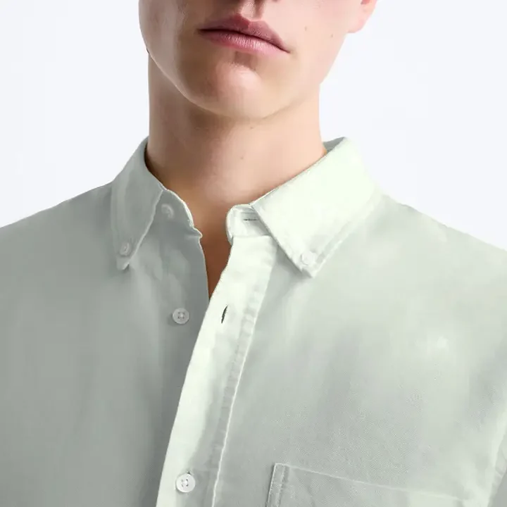 MISCHIEF MONKEY Men Classic Button-Down Collar Solid Cotton Tailored Fit Casual Shirt, Sea Green