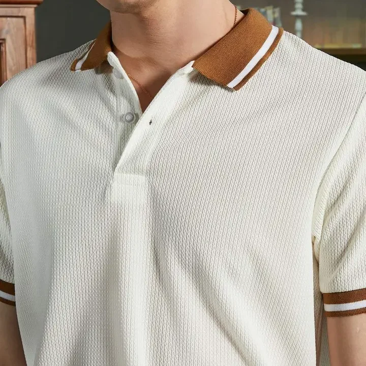 CAHOOT Men Self Design Polo Collar Cotton T-shirt, White (myntra-32193153)