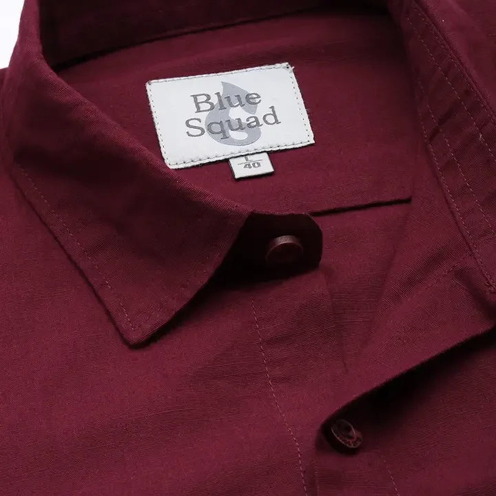 BS BLUE SQUAD Cotton Linen Casual Shirt, Maroon