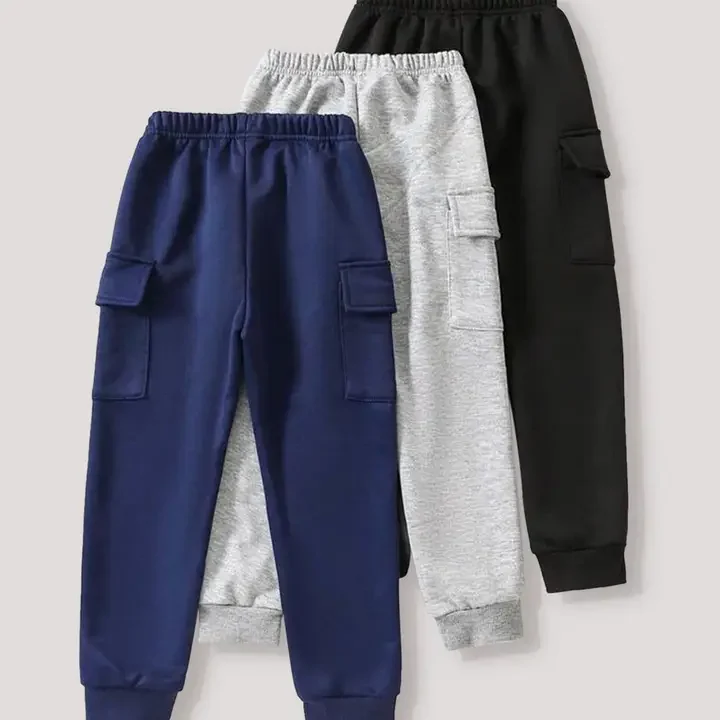 Kaff Kids Pack of 3 Cargo Joggers, Black