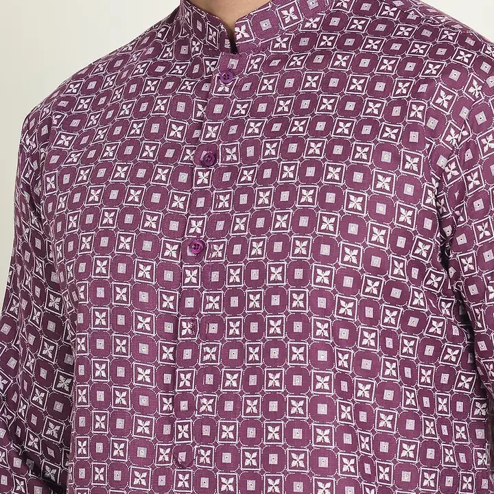 Jompers Floral Embroidered Mandarin Collar Silk Straight Kurta, Purple