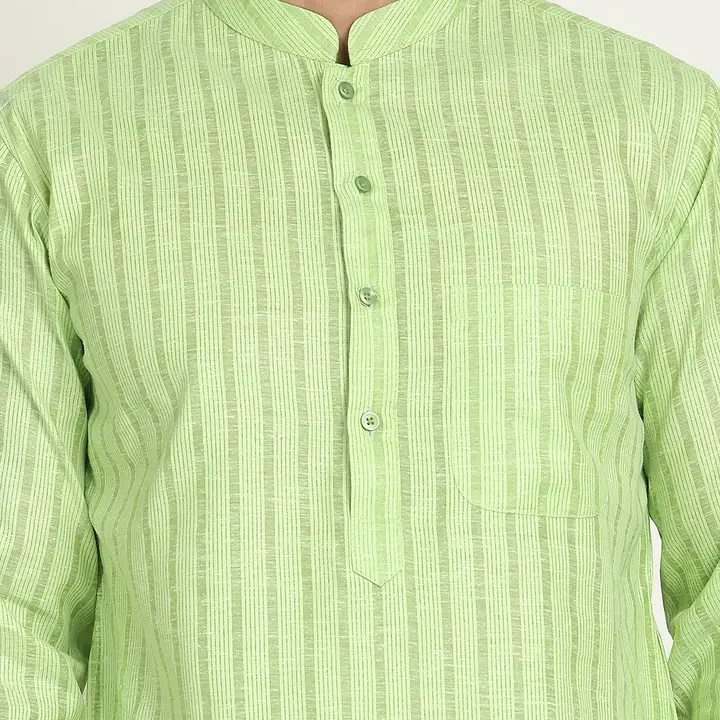 Jompers Striped Mandarin Collar Pure Cotton Straight Republic Day Republic Day Kurtas, Green