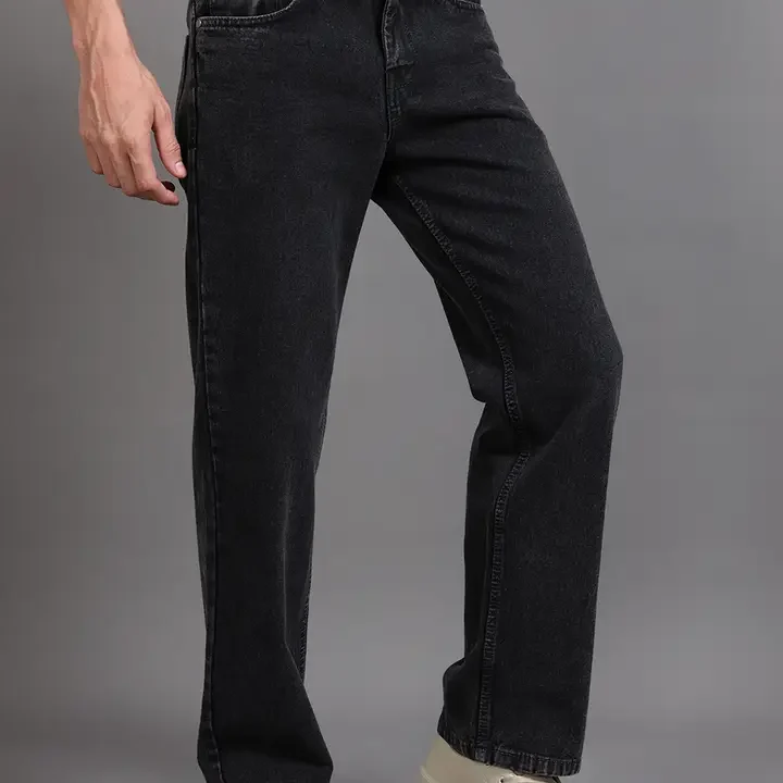 Kolor Fusion Men Baggy Mid-Rise Dark Fade Jeans, Charcoal