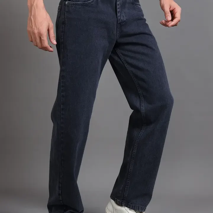 Kolor Fusion Men Loose Light Fade Jeans, Navy Blue