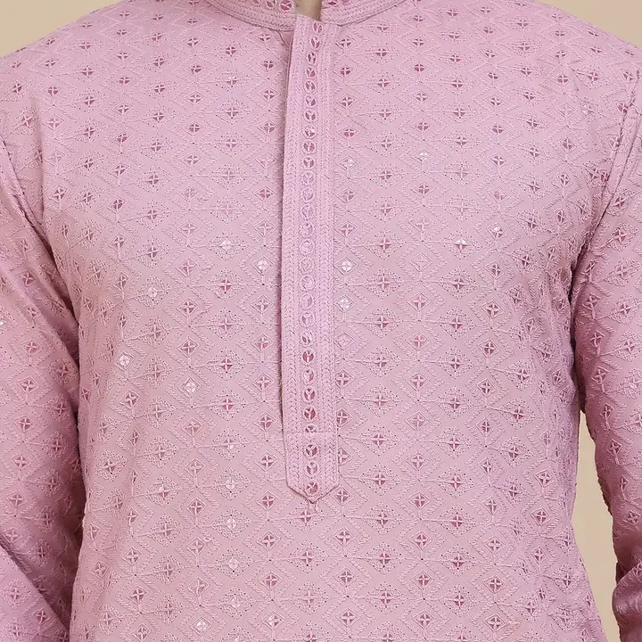 Jompers Men Geometric Embroidered Sequinned Kurta, Magenta (myntra-33584127)