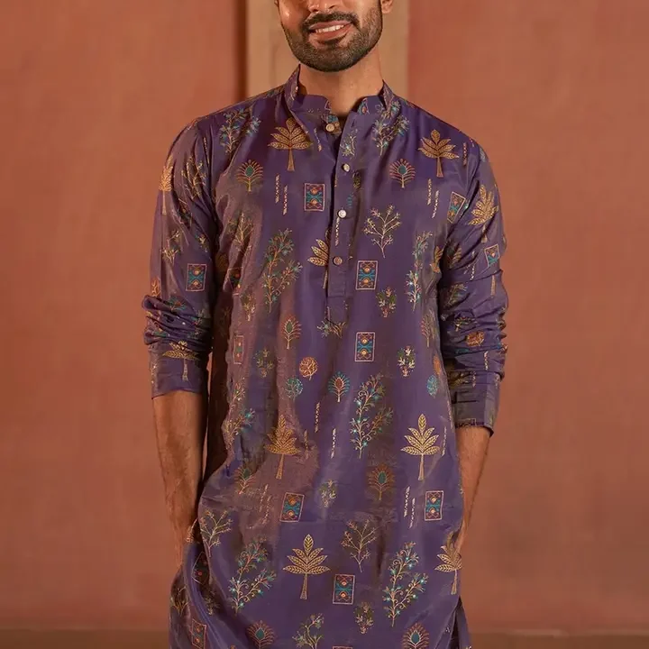 Jompers Floral Printed Straight Kurta, Purple