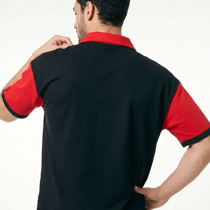 Crazymonk Men Brand Logo Printed Polo Collar Cotton Oversized T-shirt, Black