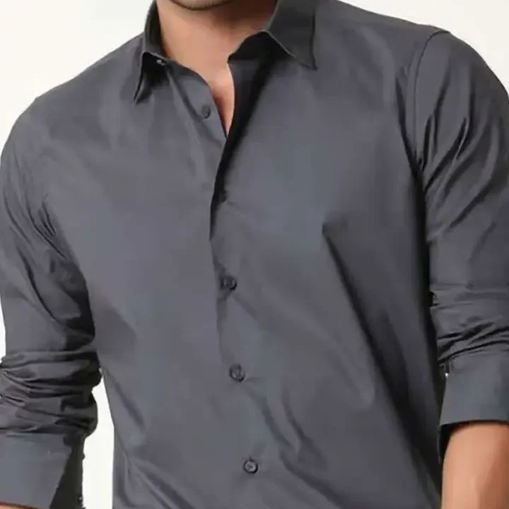 MISCHIEF MONKEY Men Classic Tailored Fit Solid Spread Collar Pure Cotton Casual Shirt, Grey