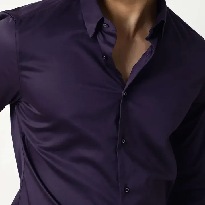 MISCHIEF MONKEY Men Solid Spread Collar Cotton Formal Shirt, Purple