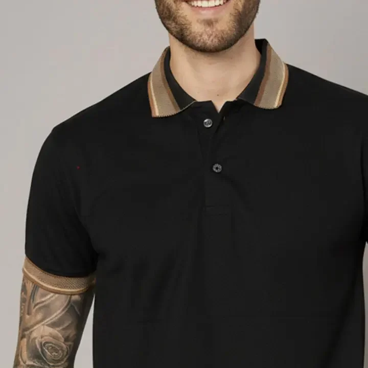 Leotude Polo Collar Cotton Regular Fit T-shirt, Black
