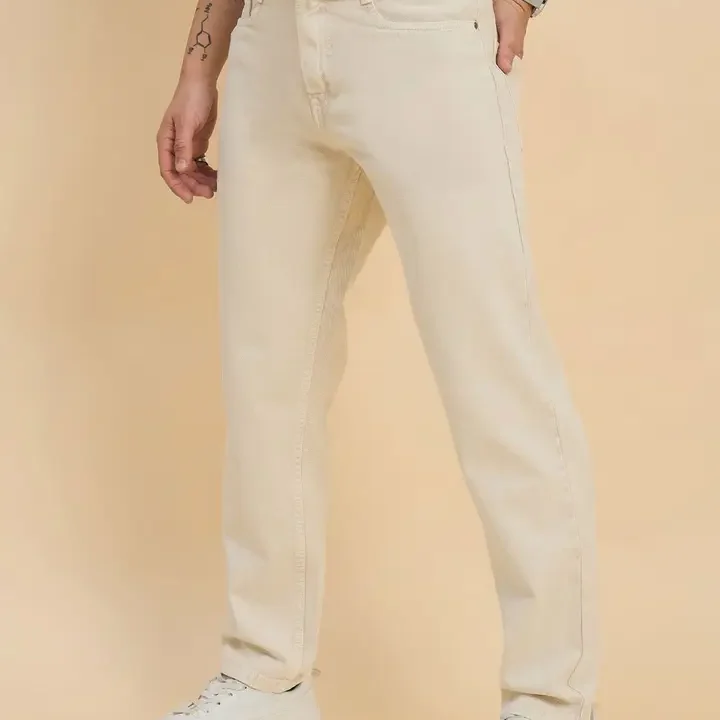 STUDIO NEXX Men Cotton Straight Fit Mid-Rise Jeans, Beige