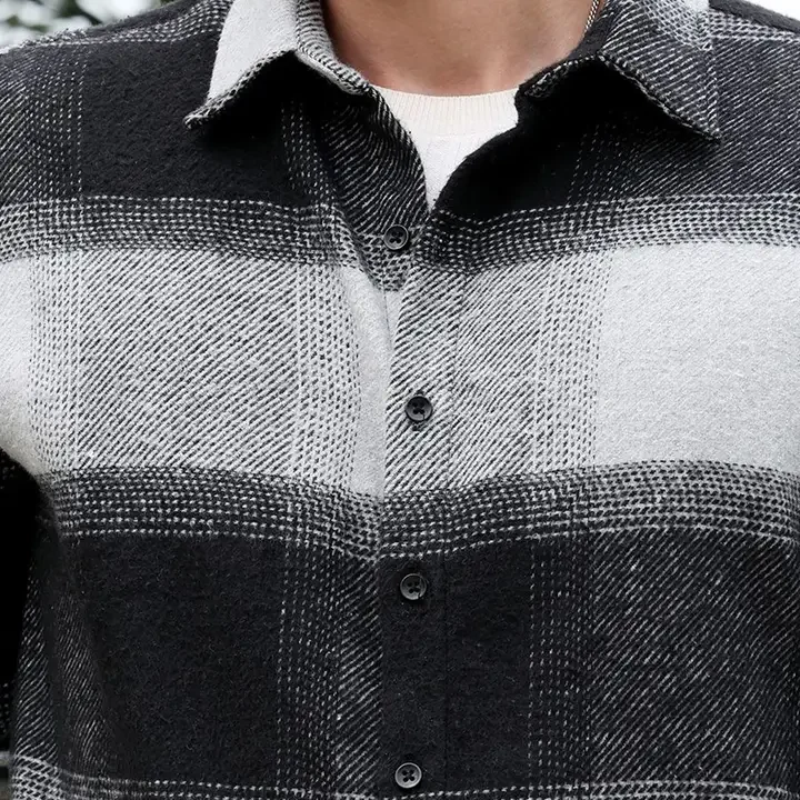 CAHOOT Men Comfort Oversized Fit Buffalo Checked Spread Collar Cotton Casual Shirt, Black