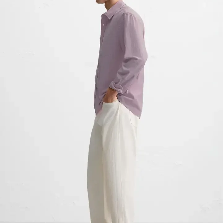 MISCHIEF MONKEY Men Classic Casual Shirt, Mauve