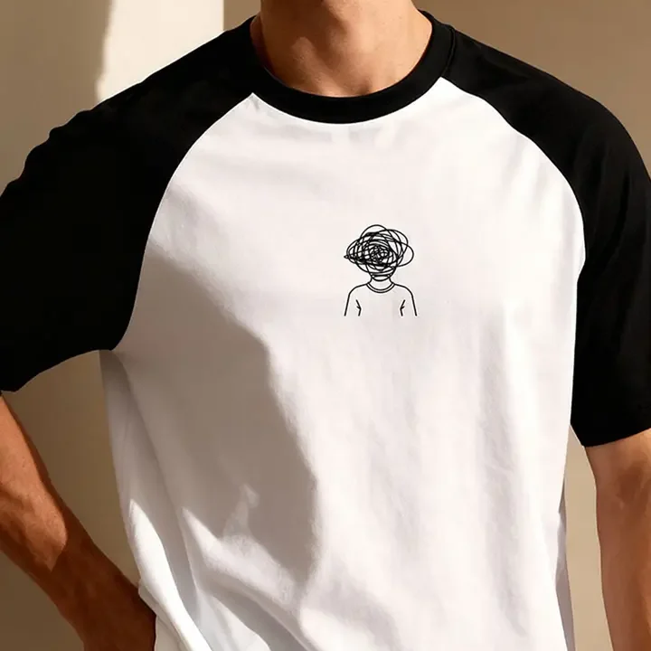 TOM MILTON Men White Raglan Sleeve Round Neck T-Shirt