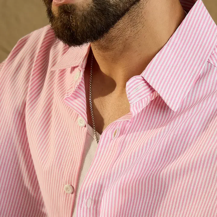 CHIMPAAANZEE Striped Casual Oversized  Shirt, Pink