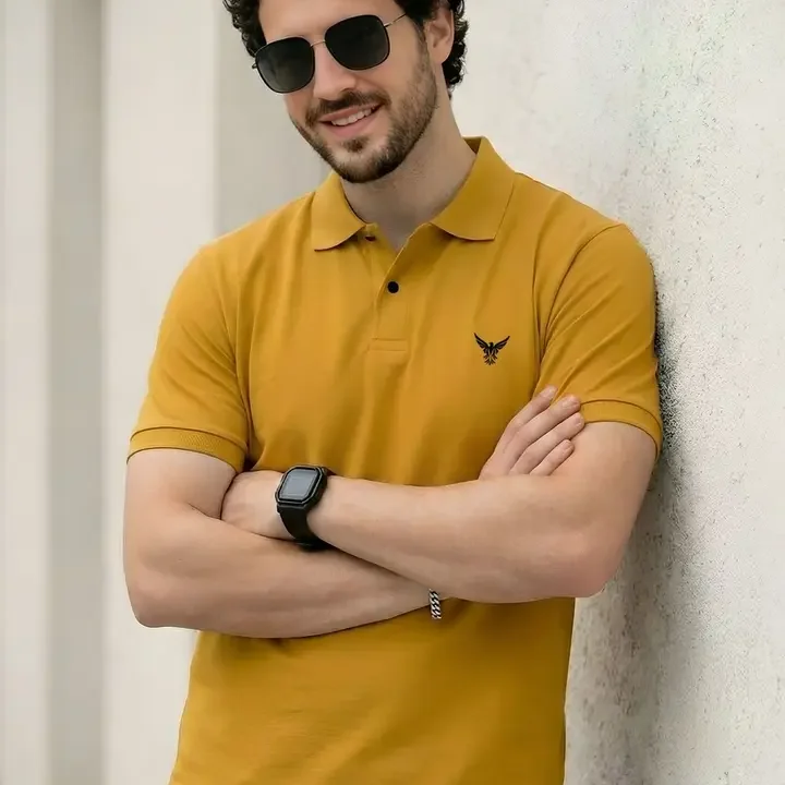 THE BEETEL HOUSE Men Brand Logo Polo Collar T-shirt, Mustard
