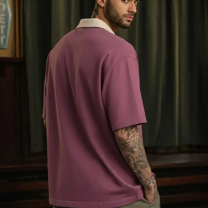 Force Men Printed High Neck T-shirt, Purple