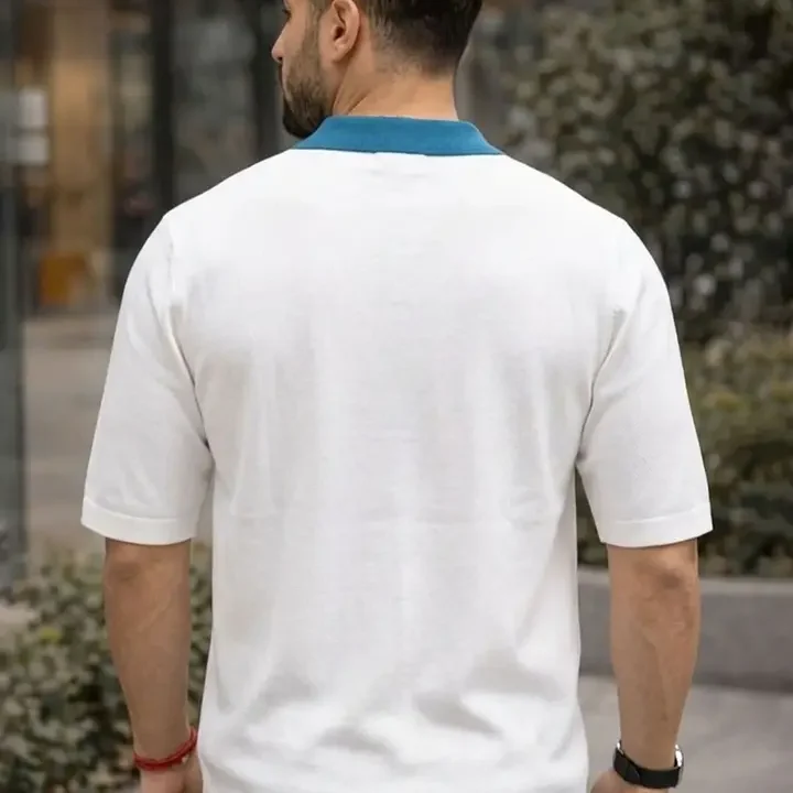 THE BEETEL HOUSE Men Colourblocked Polo Collar T-shirt, White (myntra-41341493)