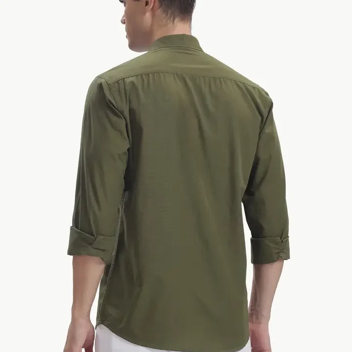 BS BLUE SQUAD Men Slim Fit Casual Shirt, Olive