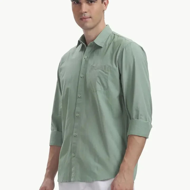 BS BLUE SQUAD Men Slim Fit Casual Shirt, Green
