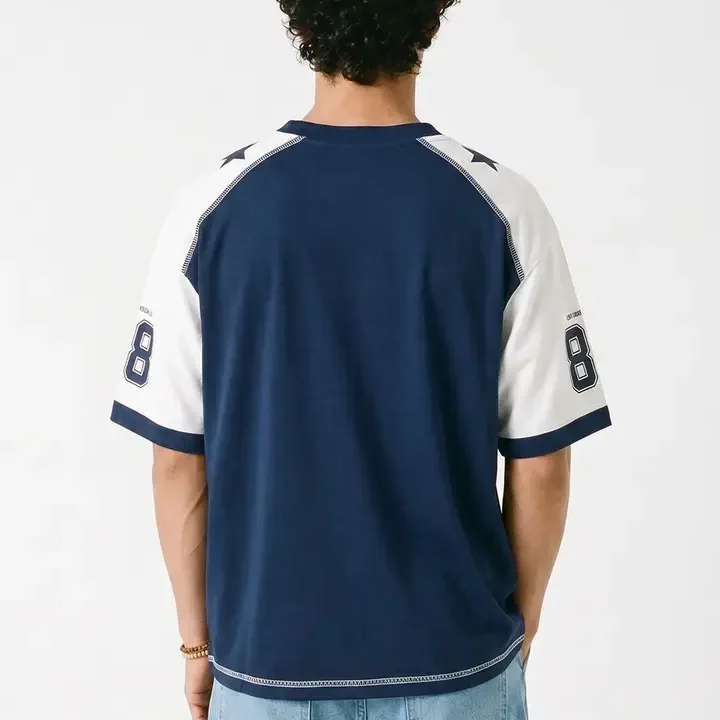 Crazymonk Men Varsity Colourblocked Applique T-shirt, Multi
