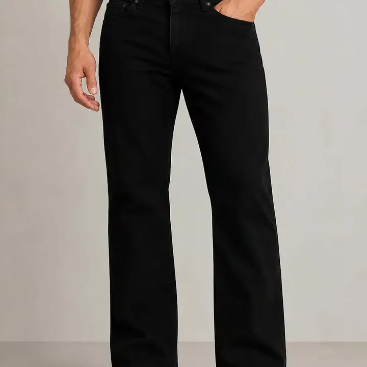 W.T.F - Witnessing True Fashion Men Comfort Bootcut Mid-Rise Cotton Jeans, Black