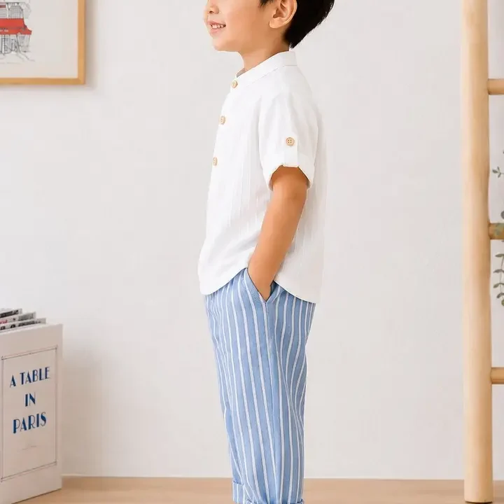 little heaven Self Design Shirt with Trousers, Multi