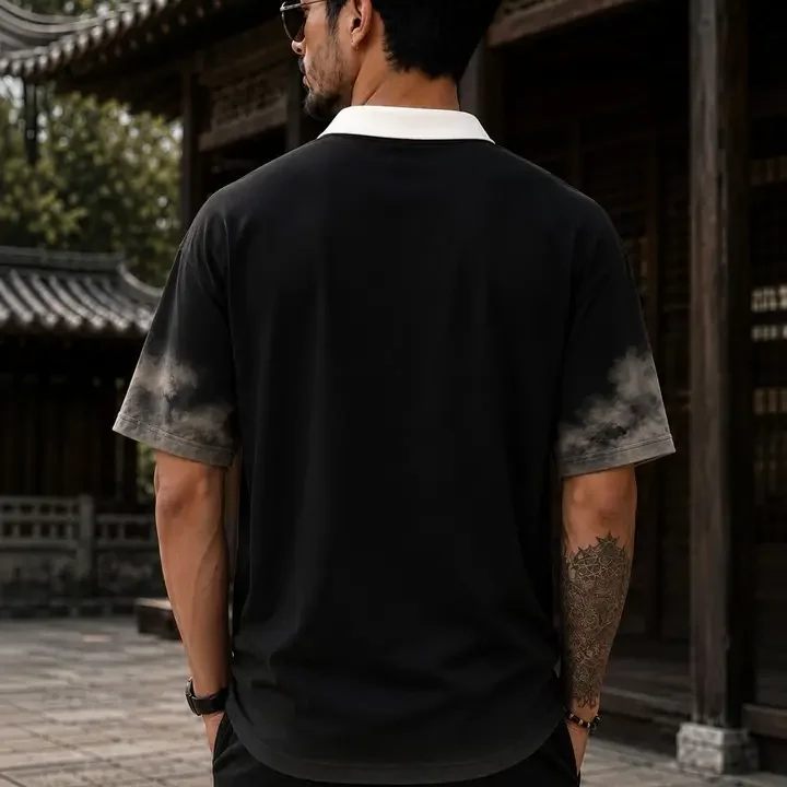 Force Men Printed Polo Collar T-shirt, Black