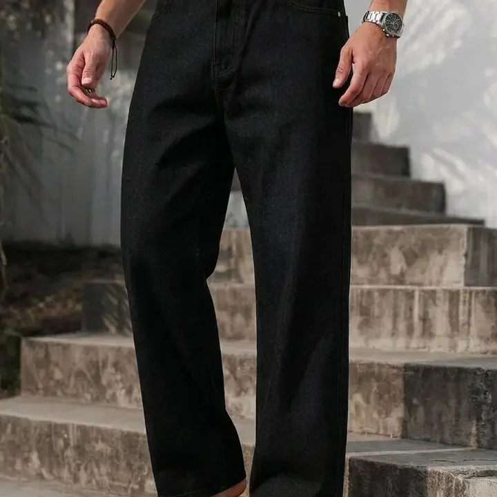 Classic Torch Men Loose Mid-Rise Jeans, Black
