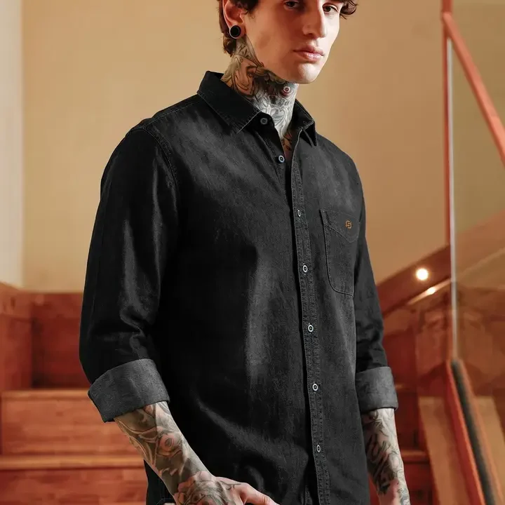 FABFARM Men Comfort Casual Shirt, Black