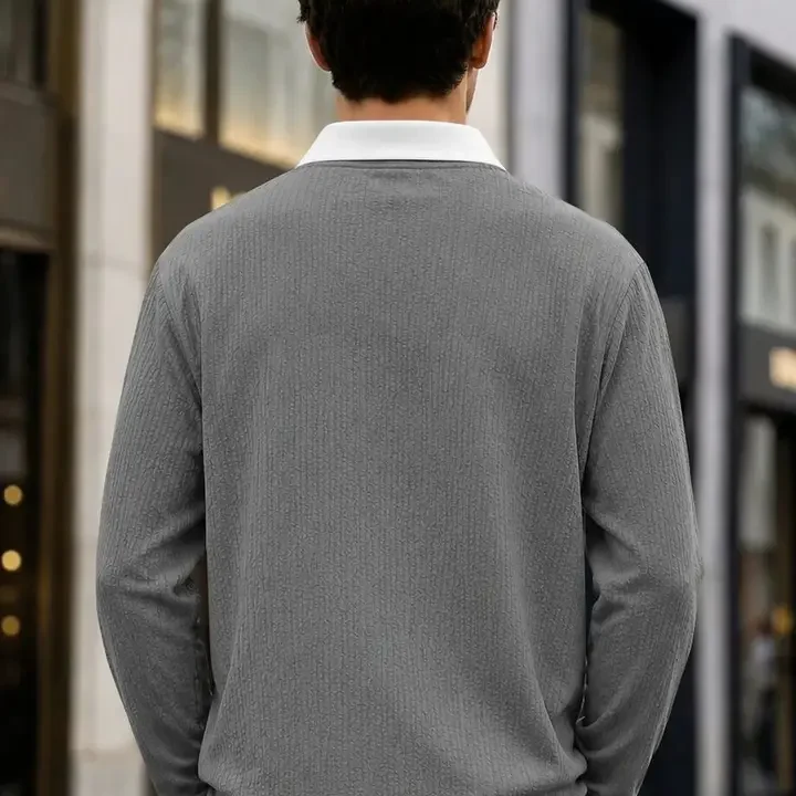 SZN Men Polo Collar T-shirt, Grey