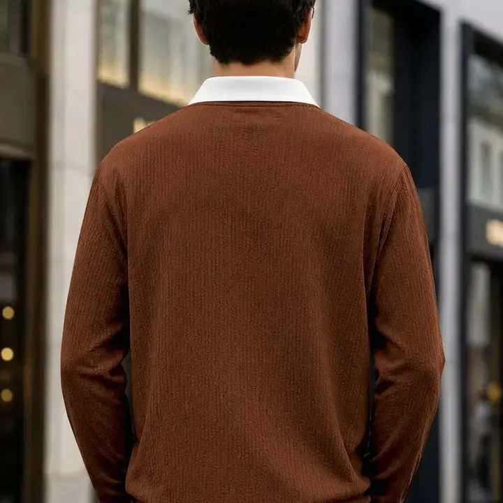 SZN Men Polo Collar T-shirt, Coffee Brown