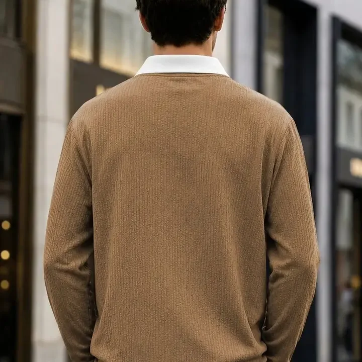 SZN Men Polo Collar T-shirt, Camel Brown