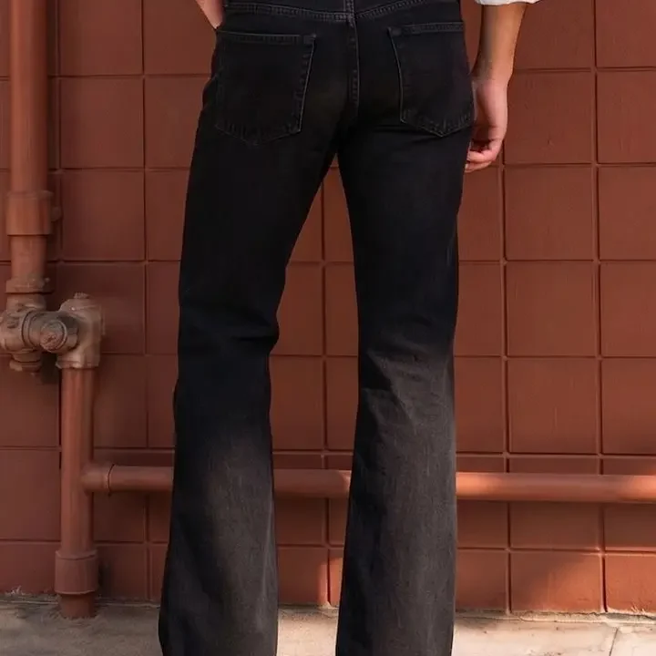 WOOMNY Men Bootcut Mid-Rise Jeans, Black